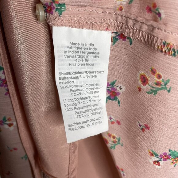 J Crew Black Label Pink Floral Chiffon Blouse Top ST Keyhole - Picture 4 of 5